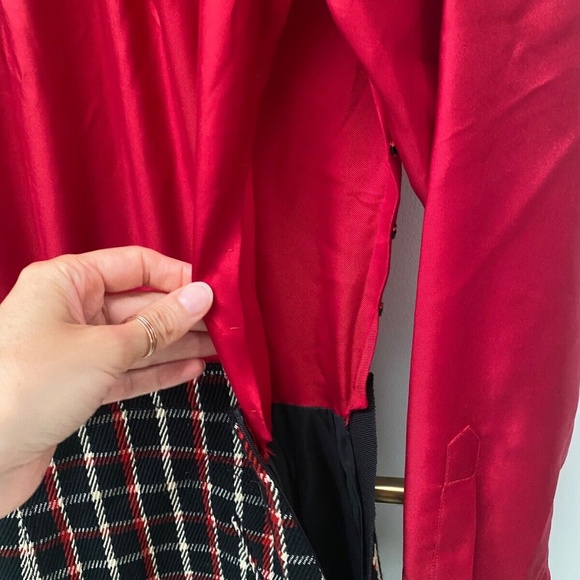 Moschino Italy Red Long Sleeves Festive Virgin Wool Silk Mini Dress Italy Sz 10 - Picture 12 of 13
